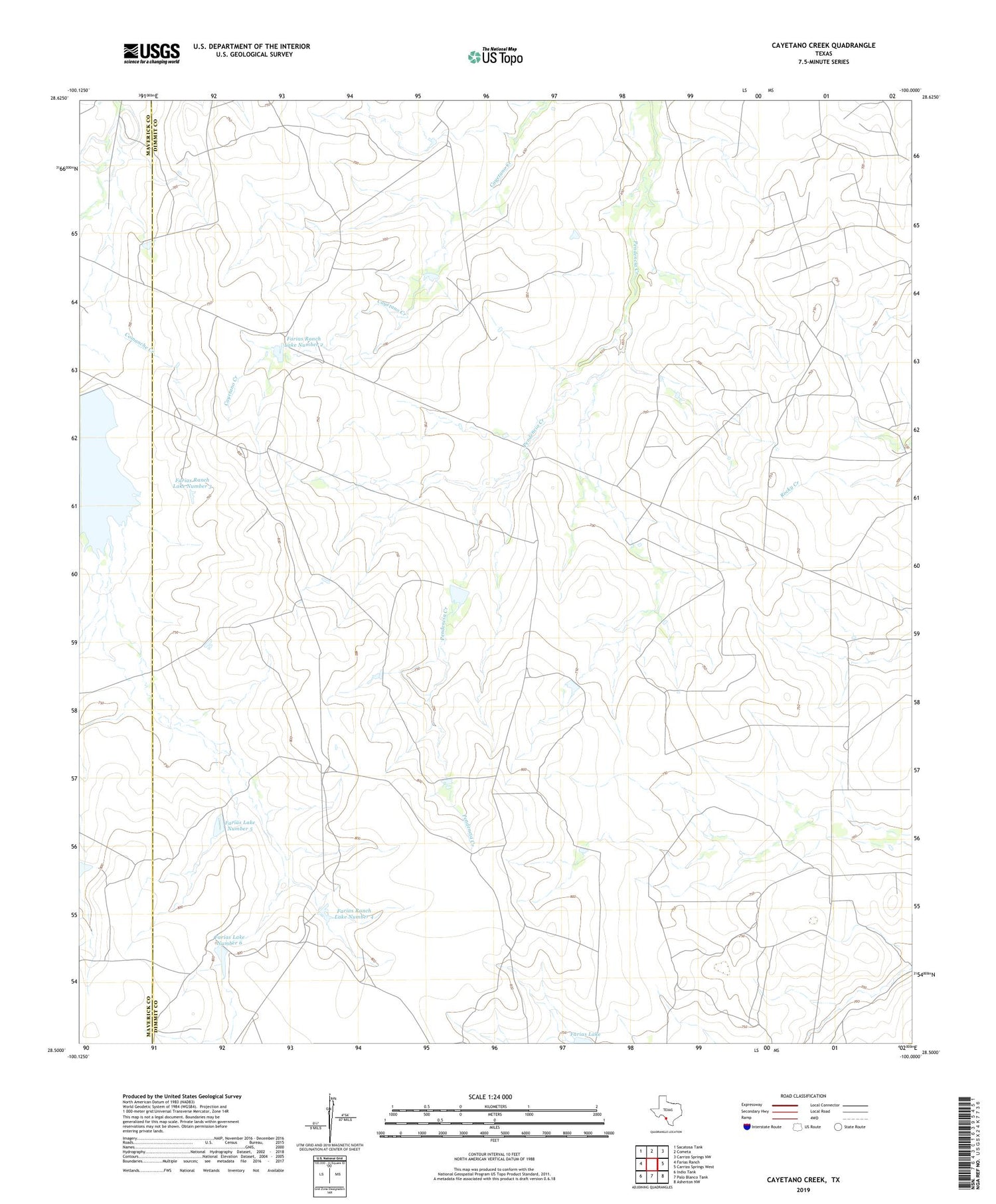 Cayetano Creek Texas US Topo Map Image
