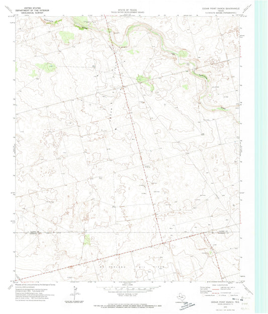 Classic USGS Cedar Point Ranch Texas 7.5'x7.5' Topo Map Image