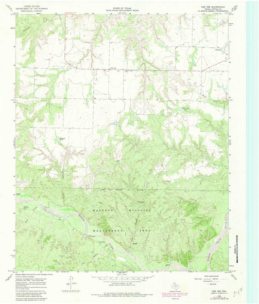 Classic USGS Cee Vee Texas 7.5'x7.5' Topo Map Image