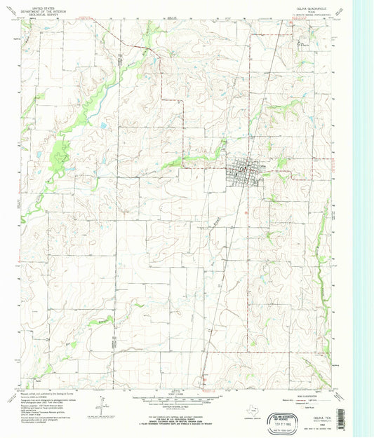 Classic USGS Celina Texas 7.5'x7.5' Topo Map Image