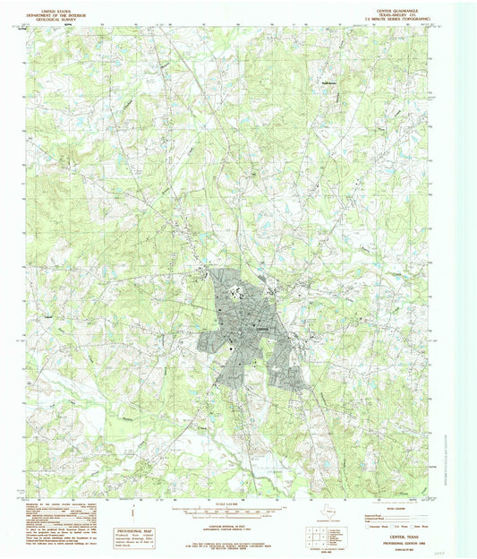Classic USGS Center Texas 7.5'x7.5' Topo Map Image