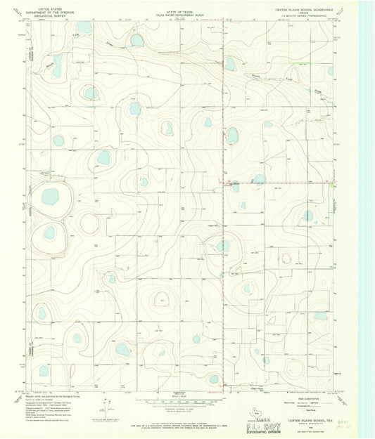 Classic USGS Center Plains School Texas 7.5'x7.5' Topo Map Image