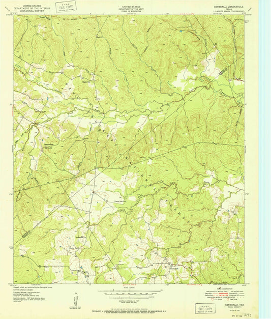 Classic USGS Centralia Texas 7.5'x7.5' Topo Map Image