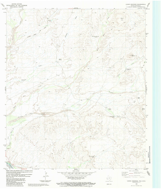 Classic USGS Cerro Redondo Texas 7.5'x7.5' Topo Map Image