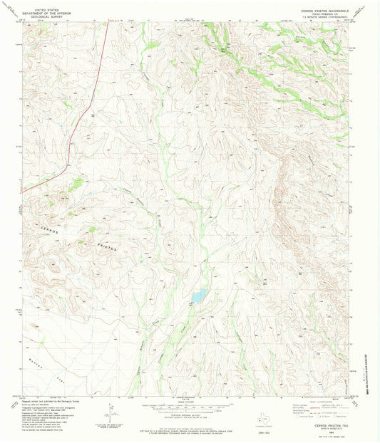 Classic USGS Cerros Prietos Texas 7.5'x7.5' Topo Map Image