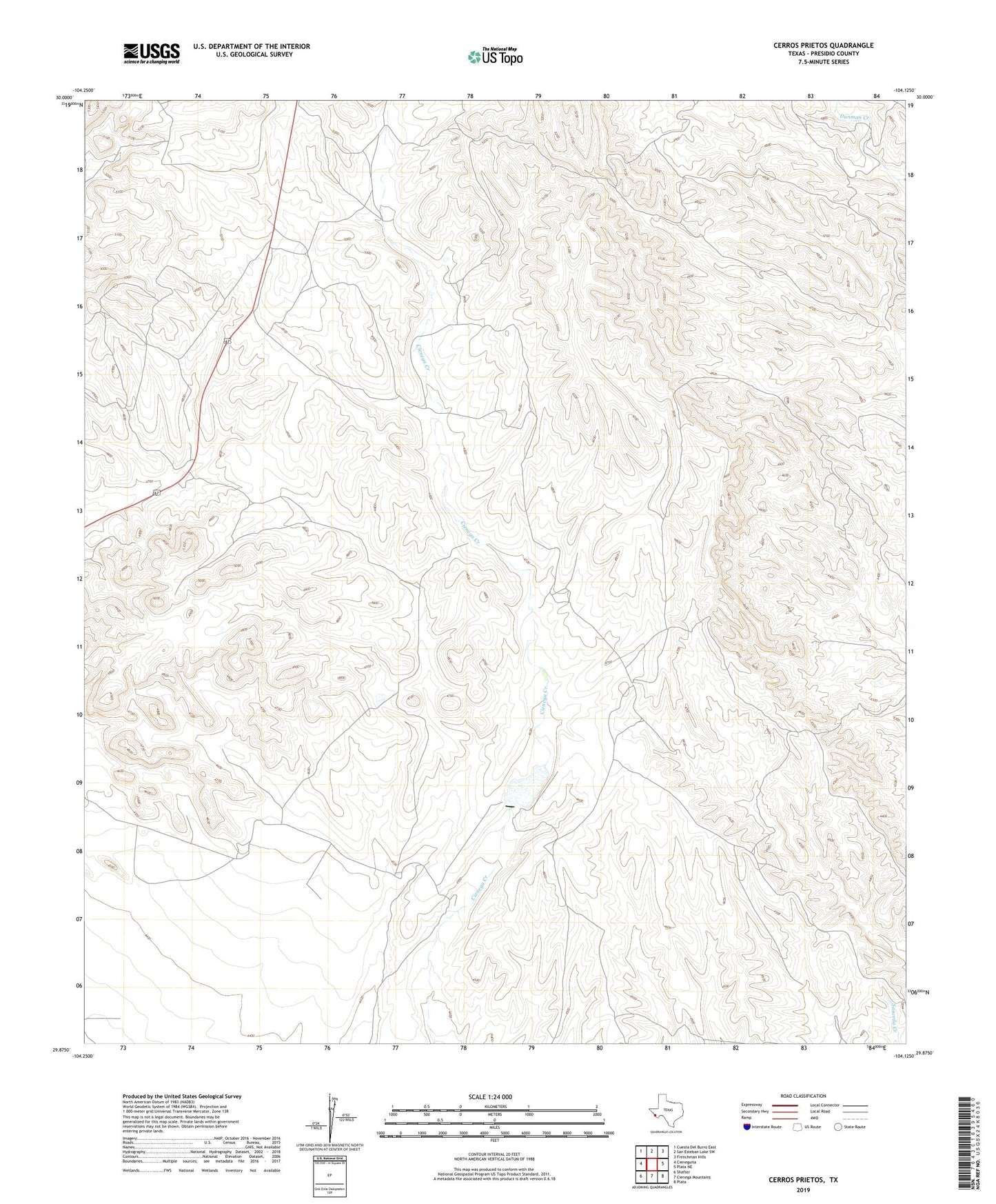 Cerros Prietos Texas US Topo Map Image