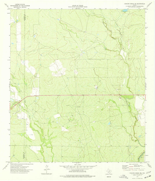 Classic USGS Chacon Creek NE Texas 7.5'x7.5' Topo Map Image