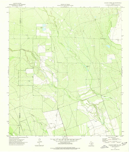 Classic USGS Chacon Creek SE Texas 7.5'x7.5' Topo Map Image