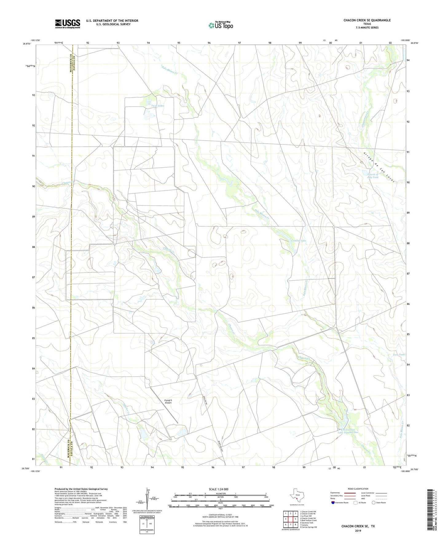 Chacon Creek SE Texas US Topo Map Image