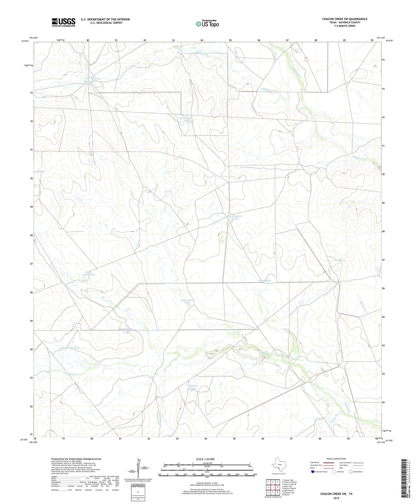 Chacon Creek SW Texas US Topo Map Image