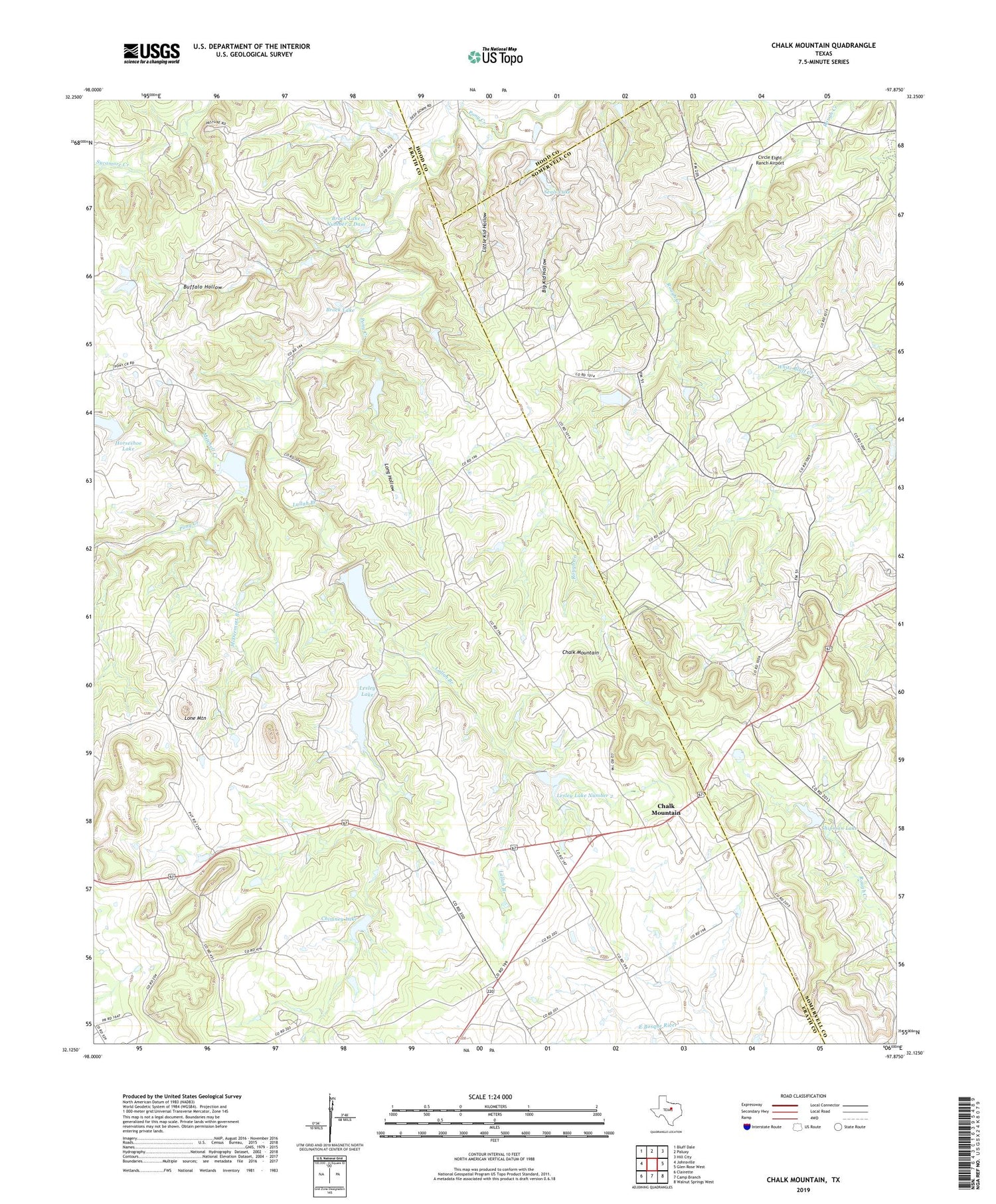 Chalk Mountain Texas US Topo Map Image