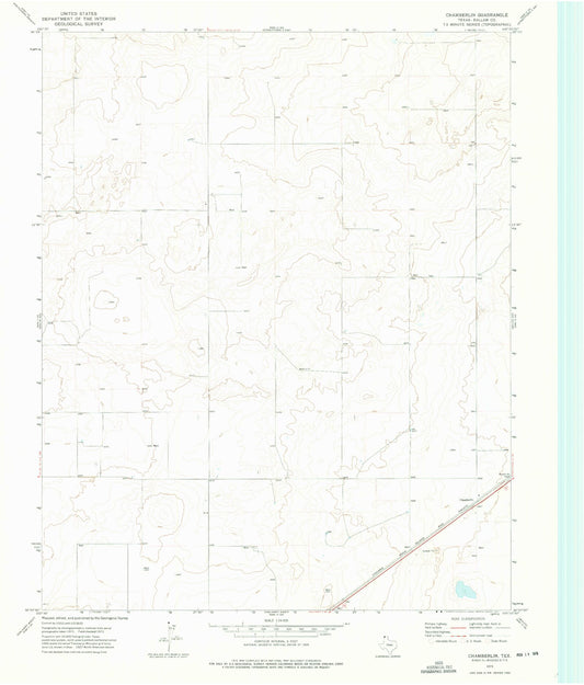 Classic USGS Chamberlin Texas 7.5'x7.5' Topo Map Image
