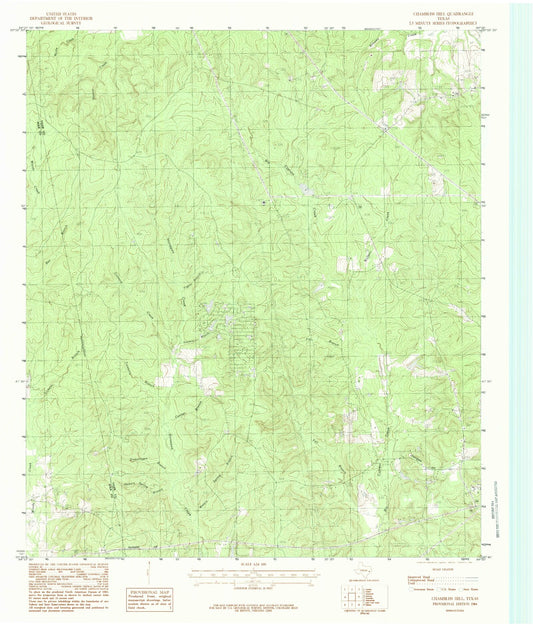Classic USGS Chambliss Hill Texas 7.5'x7.5' Topo Map Image
