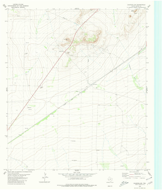 Classic USGS Chancellor Texas 7.5'x7.5' Topo Map Image