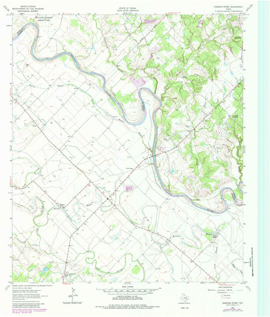 Classic USGS Chances Store Texas 7.5'x7.5' Topo Map Image