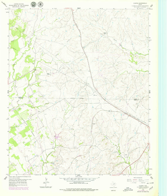 Classic USGS Chapin Texas 7.5'x7.5' Topo Map Image