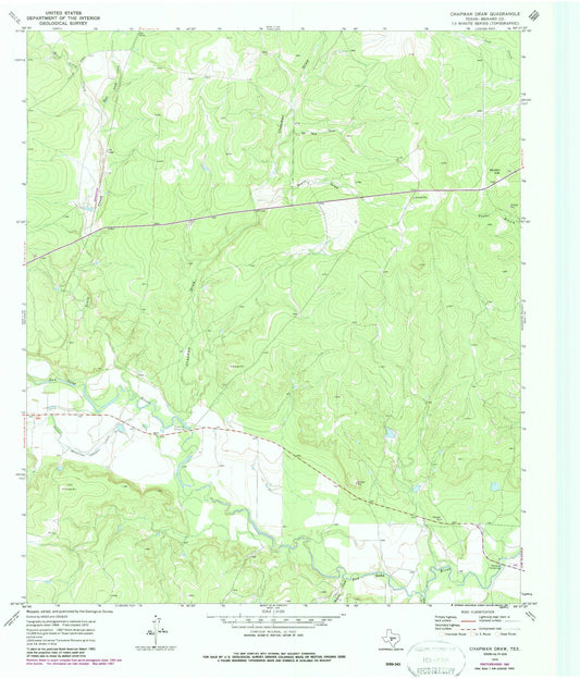 Classic USGS Chapman Draw Texas 7.5'x7.5' Topo Map Image