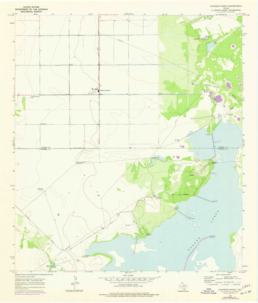 Classic USGS Chapman Ranch Texas 7.5'x7.5' Topo Map Image
