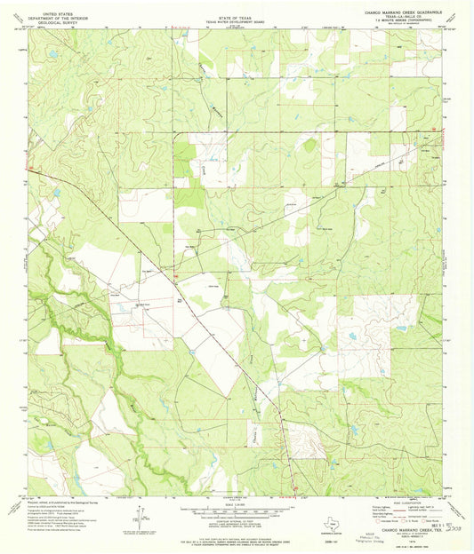 Classic USGS Charco Marrano Creek Texas 7.5'x7.5' Topo Map Image