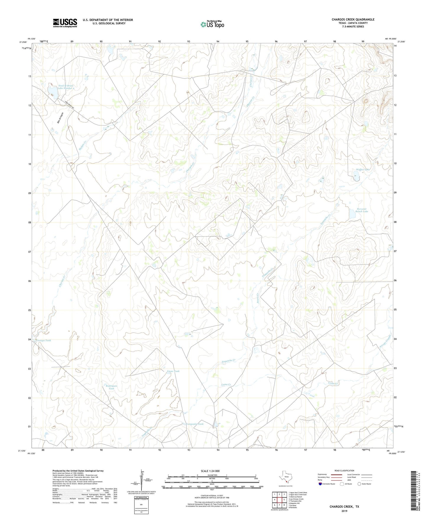 Chargos Creek Texas US Topo Map Image
