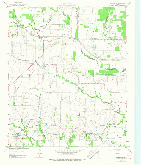 Classic USGS Charleston Texas 7.5'x7.5' Topo Map Image