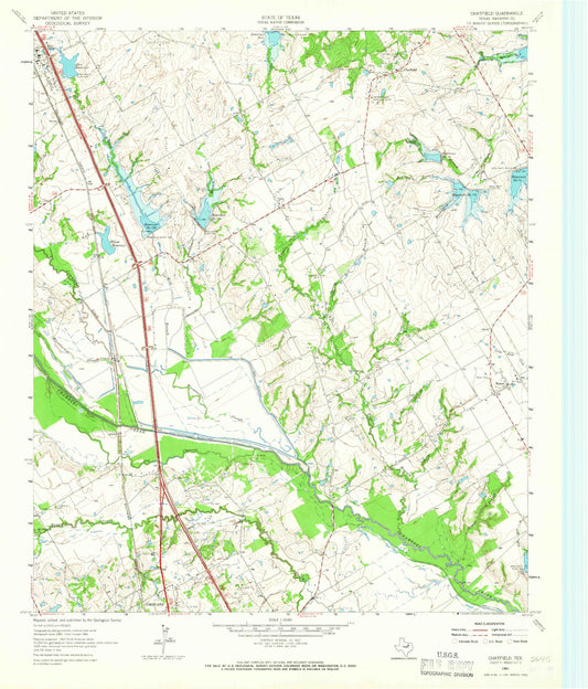 Classic USGS Chatfield Texas 7.5'x7.5' Topo Map Image