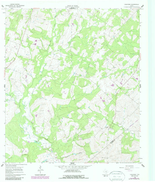 Classic USGS Cheapside Texas 7.5'x7.5' Topo Map Image