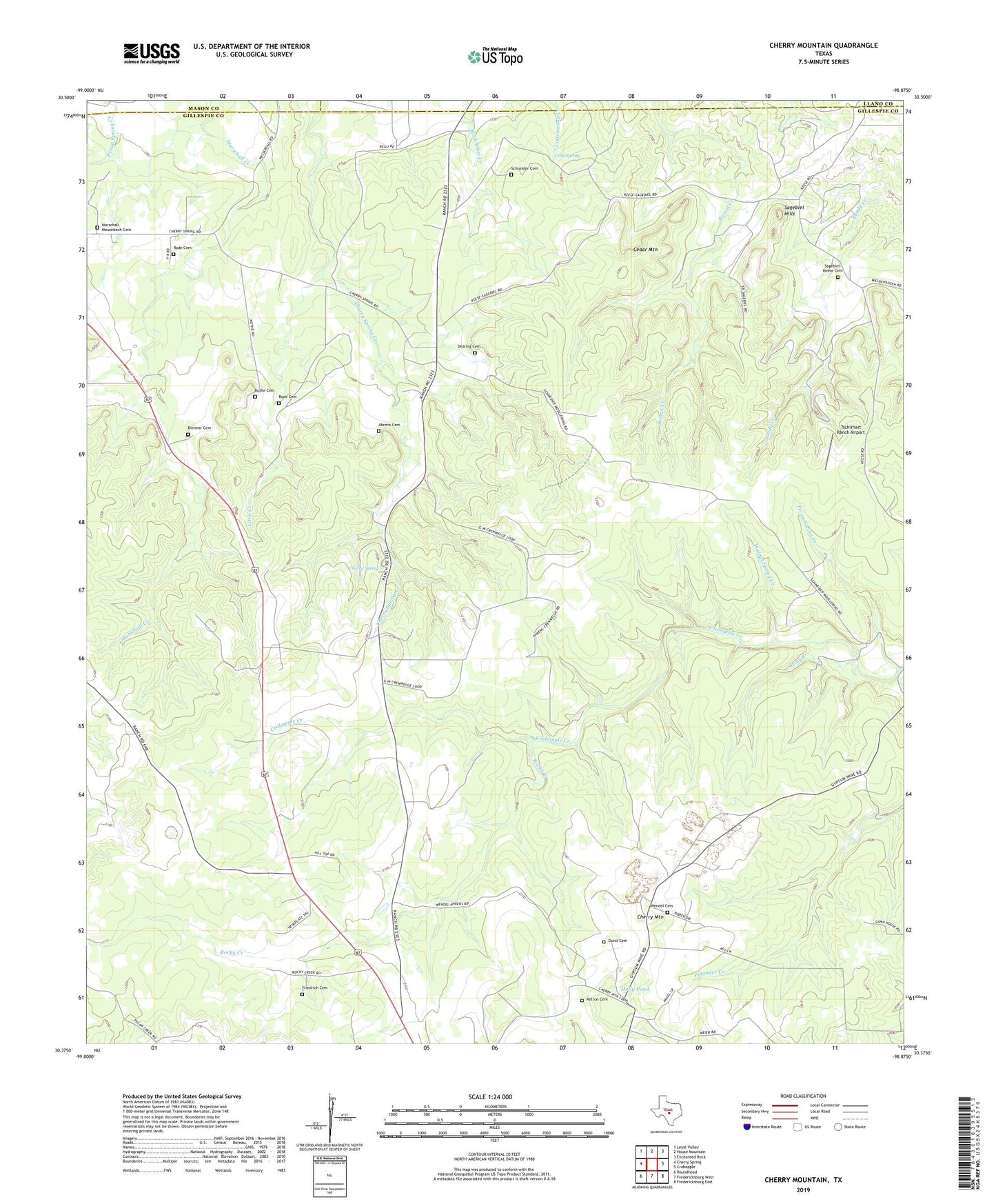 Cherry Mountain Texas US Topo Map Image