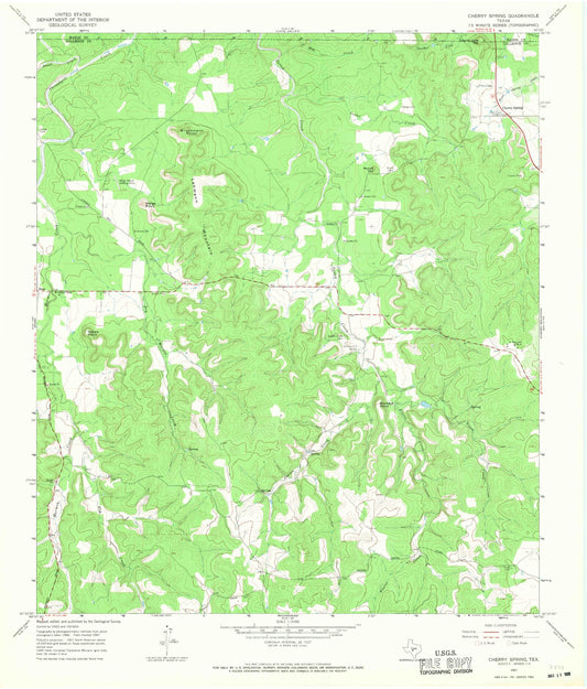 Classic USGS Cherry Spring Texas 7.5'x7.5' Topo Map Image