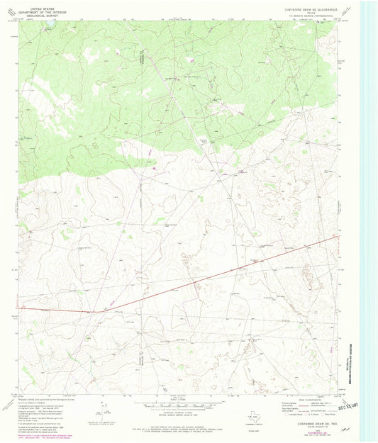 Classic USGS Cheyenne Draw SE Texas 7.5'x7.5' Topo Map Image