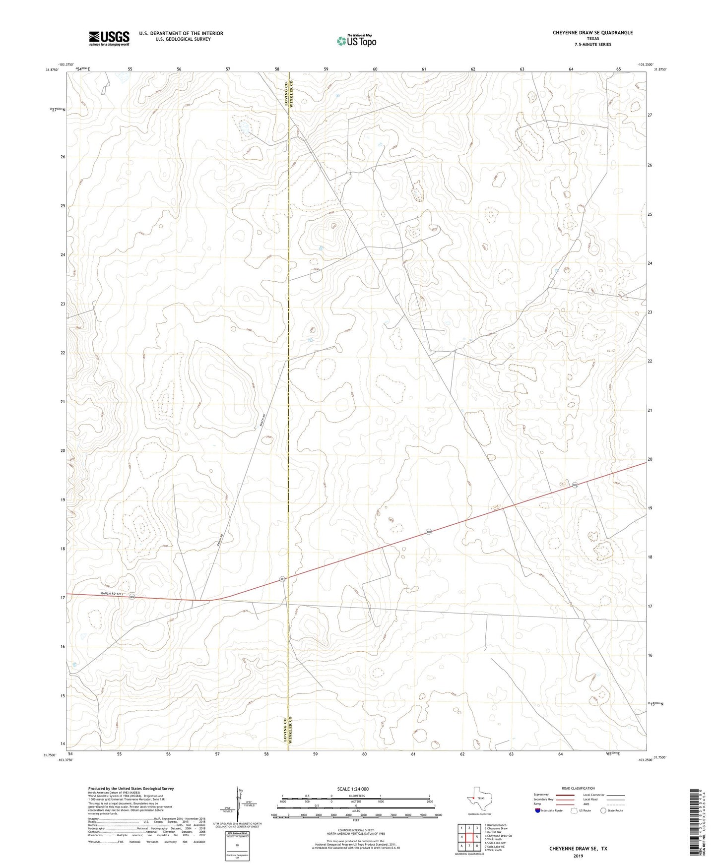 Cheyenne Draw SE Texas US Topo Map Image