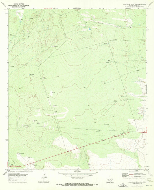 Classic USGS Cheyenne Draw SW Texas 7.5'x7.5' Topo Map Image