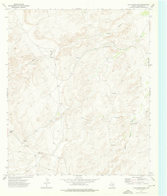 Classic USGS Chico Draw East Texas 7.5'x7.5' Topo Map Image