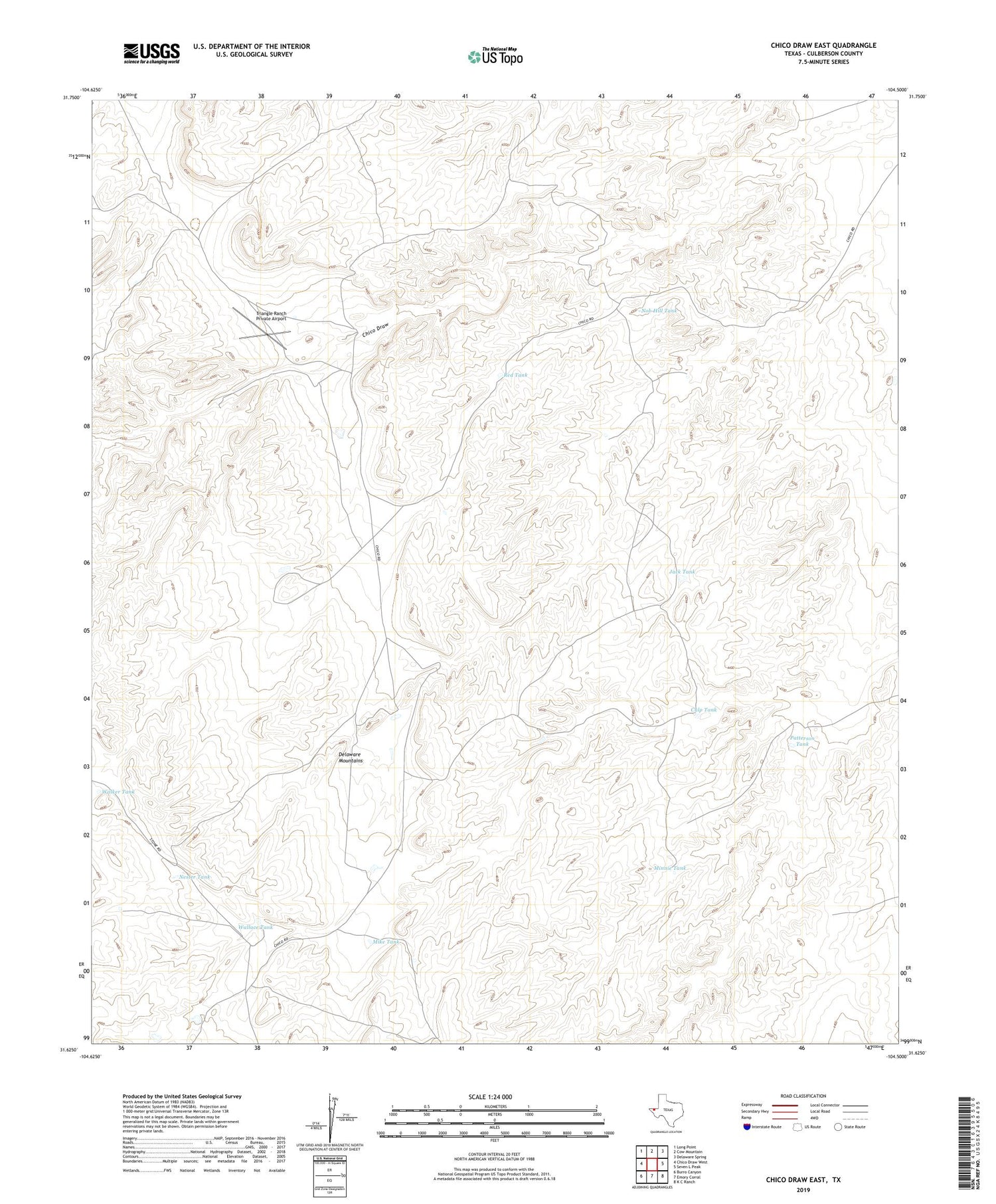 Chico Draw East Texas US Topo Map Image