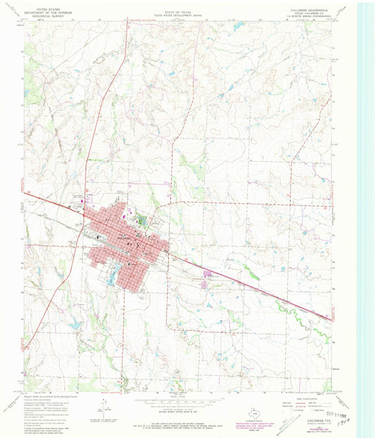 Classic USGS Childress Texas 7.5'x7.5' Topo Map Image