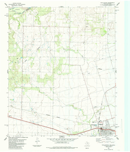 Classic USGS Chillicothe Texas 7.5'x7.5' Topo Map Image