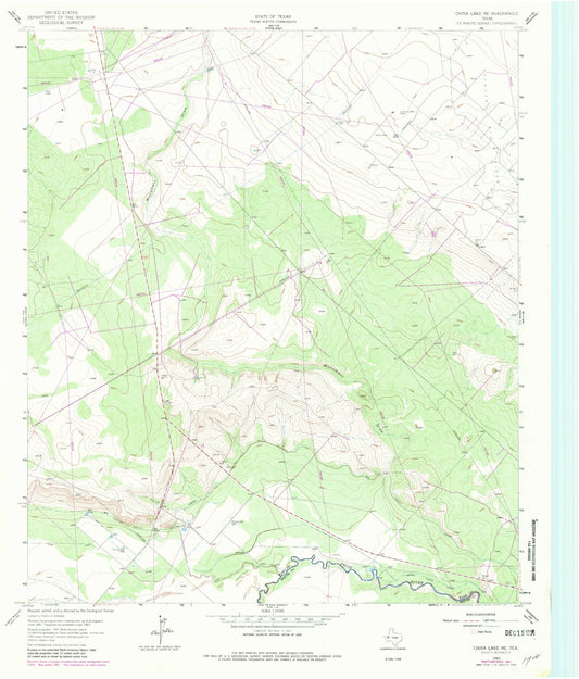 Classic USGS China Lake NE Texas 7.5'x7.5' Topo Map Image