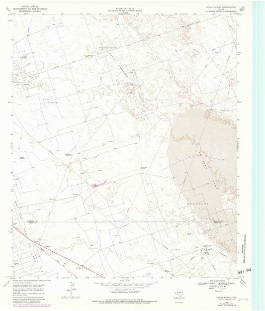 Classic USGS China Ranch Texas 7.5'x7.5' Topo Map Image