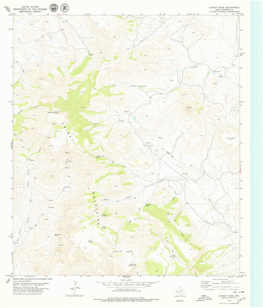 Classic USGS Chinati Peak Texas 7.5'x7.5' Topo Map Image