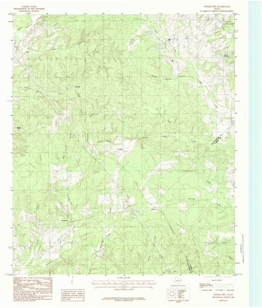 Classic USGS Chinquapin Texas 7.5'x7.5' Topo Map Image