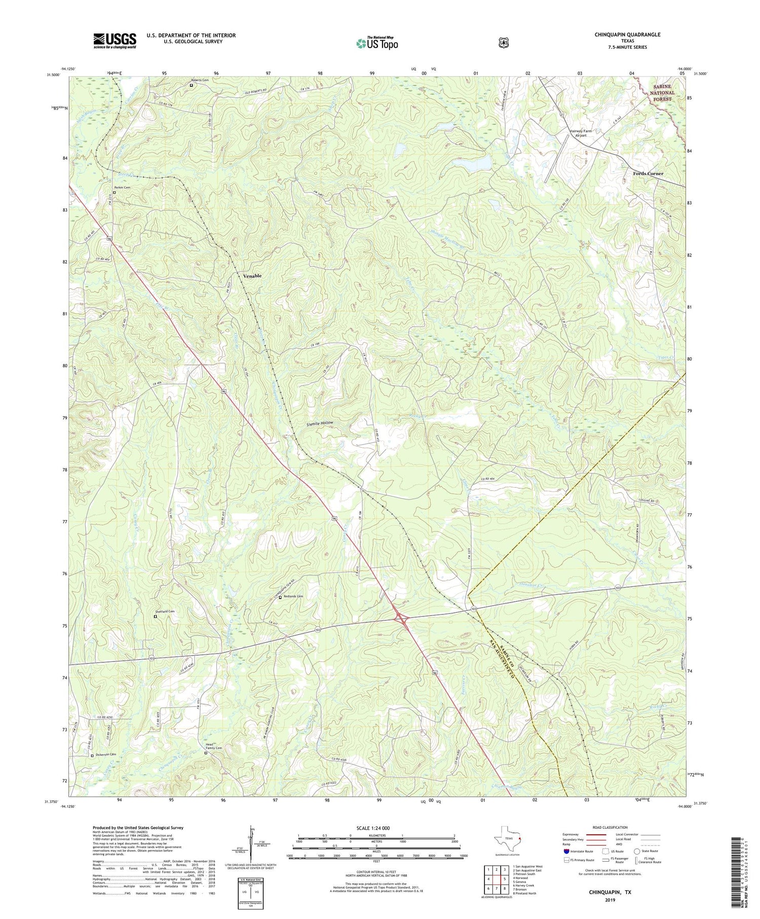 Chinquapin Texas US Topo Map Image