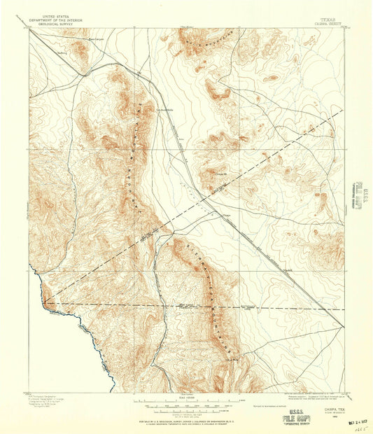 Historic 1892 Chispa Texas 30'x30' Topo Map Image