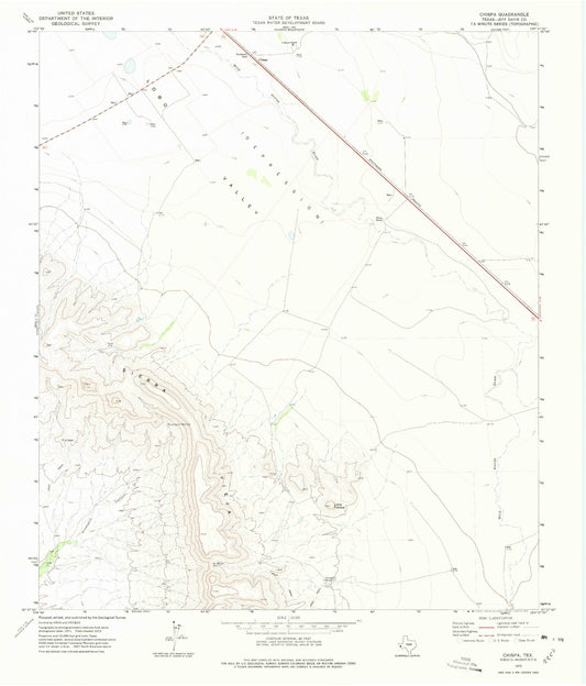 Classic USGS Chispa Texas 7.5'x7.5' Topo Map Image