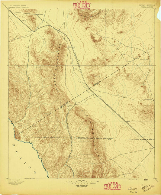 Historic 1895 Chispa Texas 30'x30' Topo Map Image