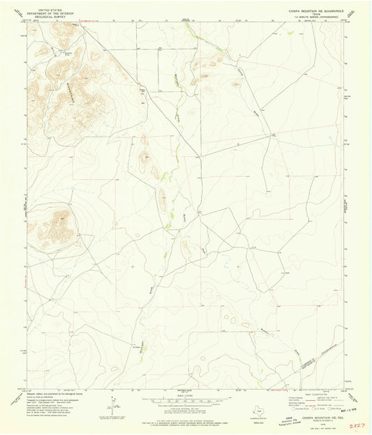 Classic USGS Chispa Mountain NE Texas 7.5'x7.5' Topo Map Image