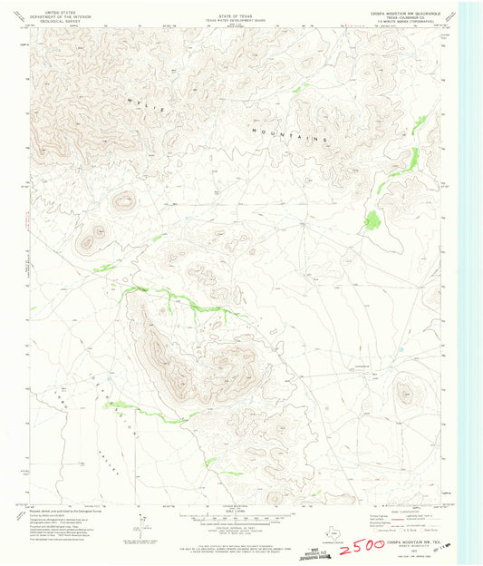 Classic USGS Chispa Mountain NW Texas 7.5'x7.5' Topo Map Image