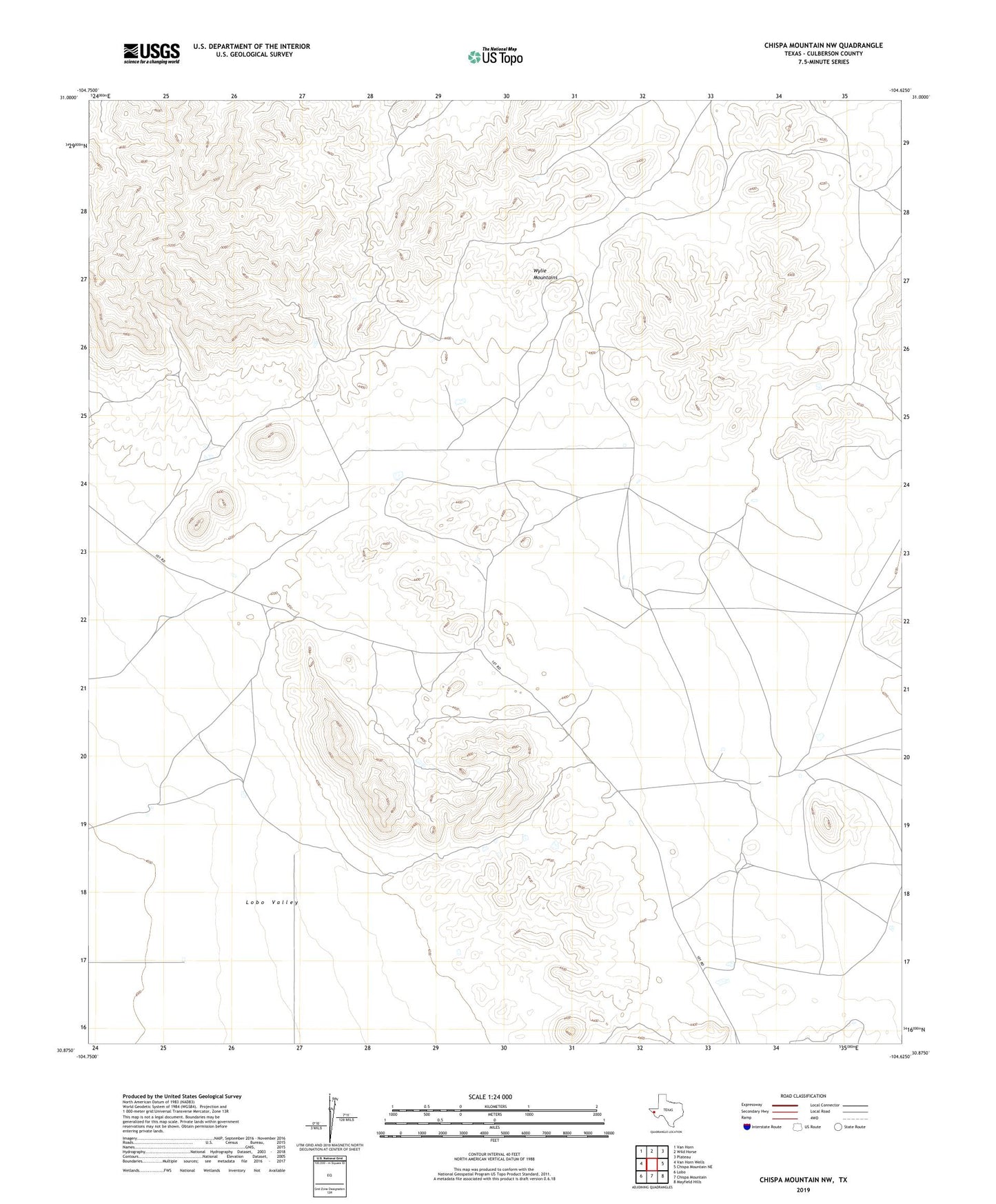 Chispa Mountain NW Texas US Topo Map Image