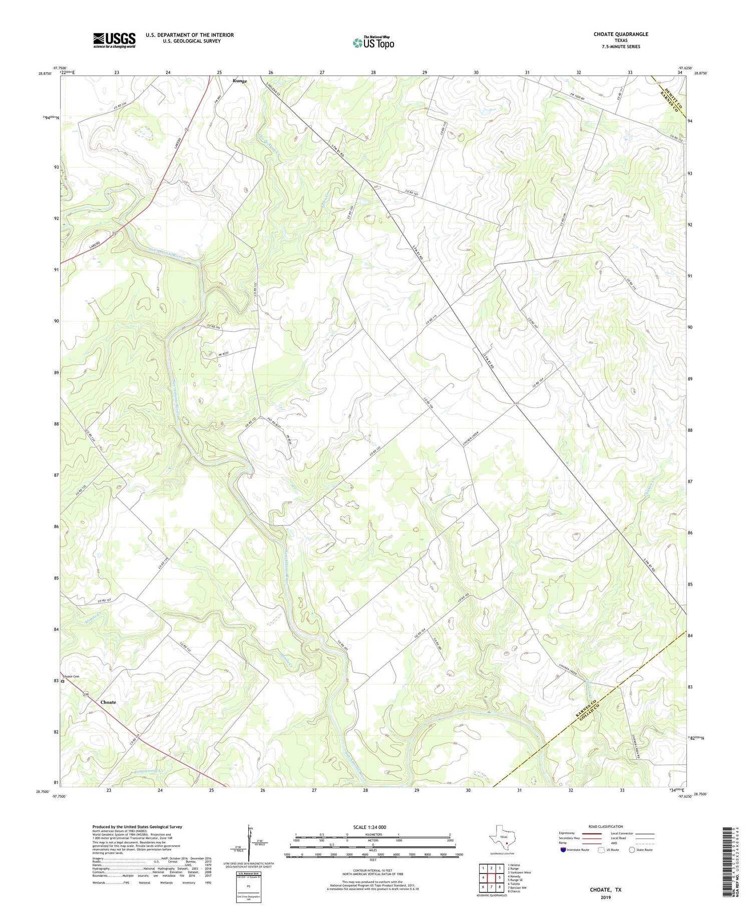 Choate Texas US Topo Map Image