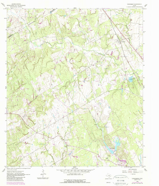 Classic USGS Chriesman Texas 7.5'x7.5' Topo Map Image