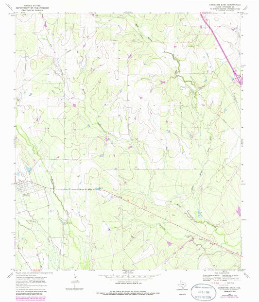 Classic USGS Christine East Texas 7.5'x7.5' Topo Map Image